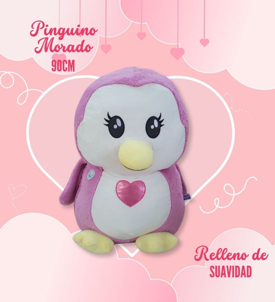 Peluche pinguino violeta grande