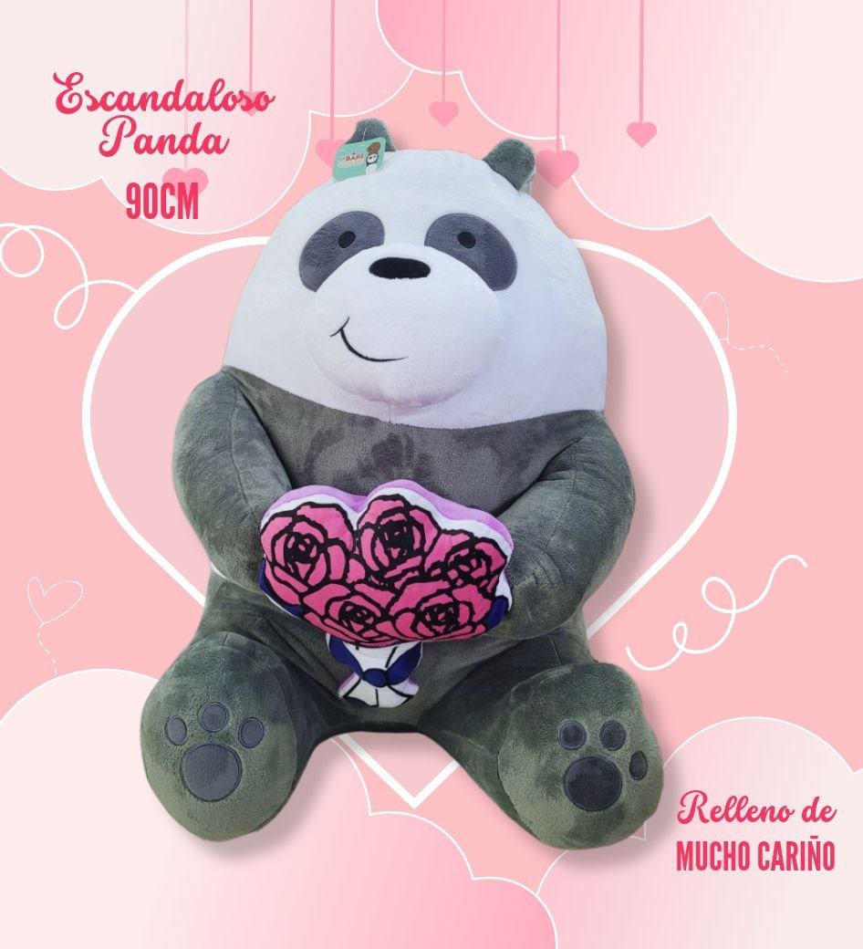 Peluche escandaloso oso panda sentado valentin gigante